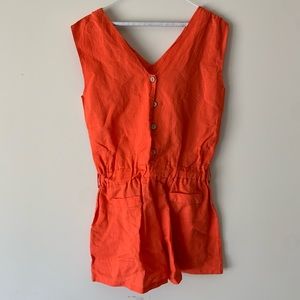 Orange romper, linen & cotton great fabric!  Final price!
